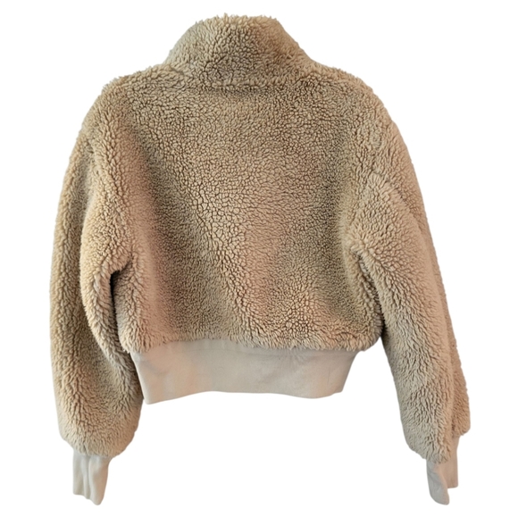 Aritzia Babaton Women's Cropped Sherpa Bomber Jacket in Gold Camel - Size XS - Picture 4 of 7
